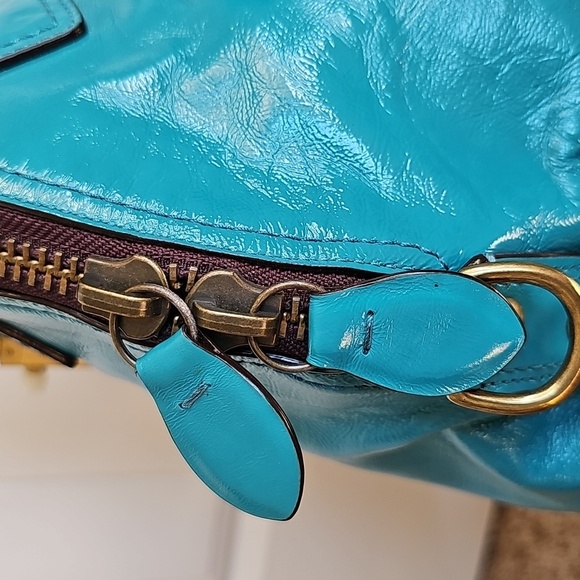 Coach 2008 Limited Edition Francine Turnlock Satchel Turquoise Legacy Lining - Picture 13 of 15